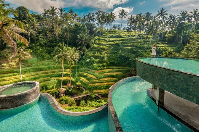 CRETYA Ubud infinity Pool + Hidden Water fall + Water Temple Tour - Cretya Ubud Infinity Pool: Rice Terraces and Real Photo Time